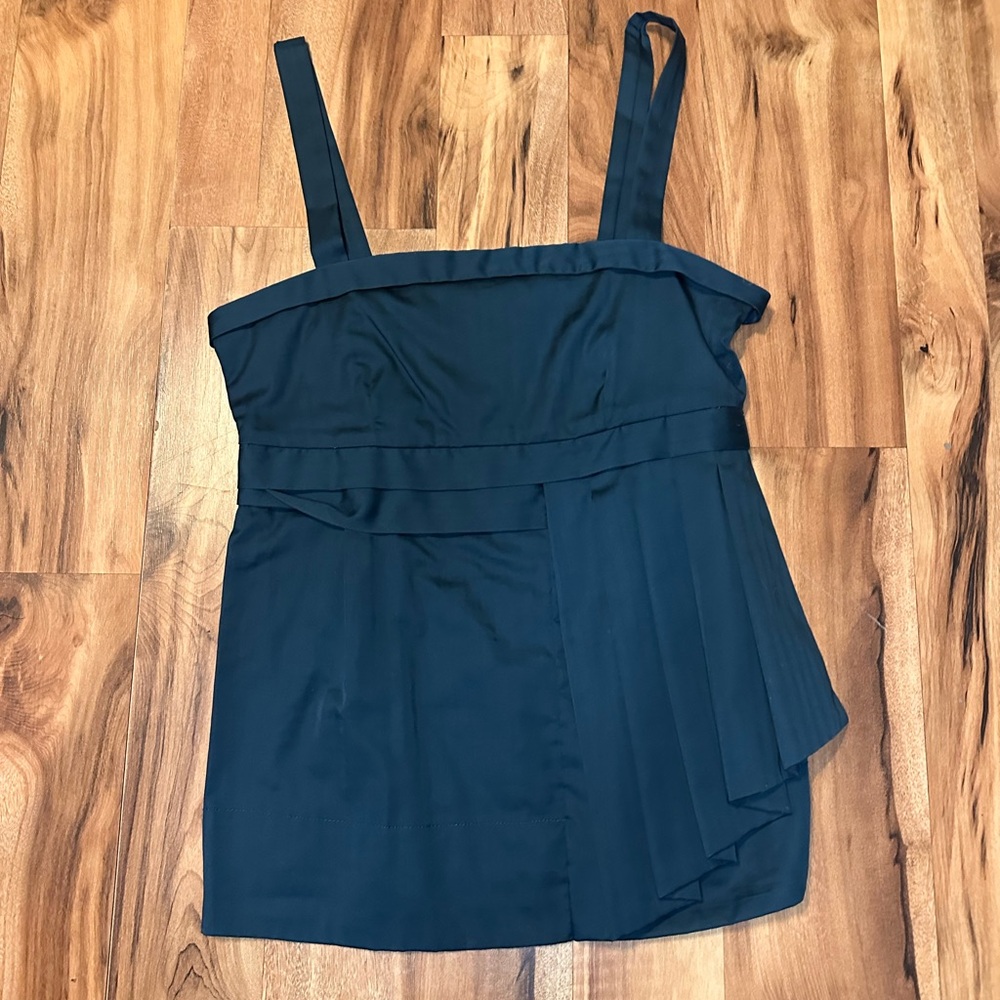 Marc by Marc Jacobs Teal Cotton Y2K Pleated Asymmetrical Tank Top Size 2